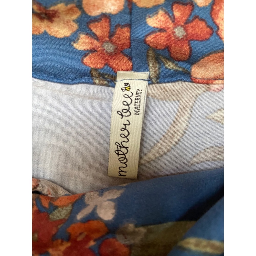 Mother Bee Maternity Blue & Pink Off-Shoulder Maxi - Picture 4 of 4